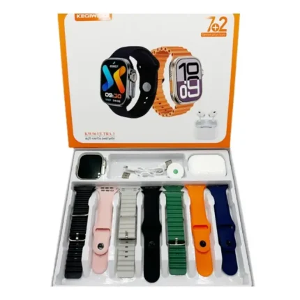 پک ساعت هوشمند و ایرپاد پرو مدل KEQIWEAR KW56 ULTRA3 با 7 بندساعت