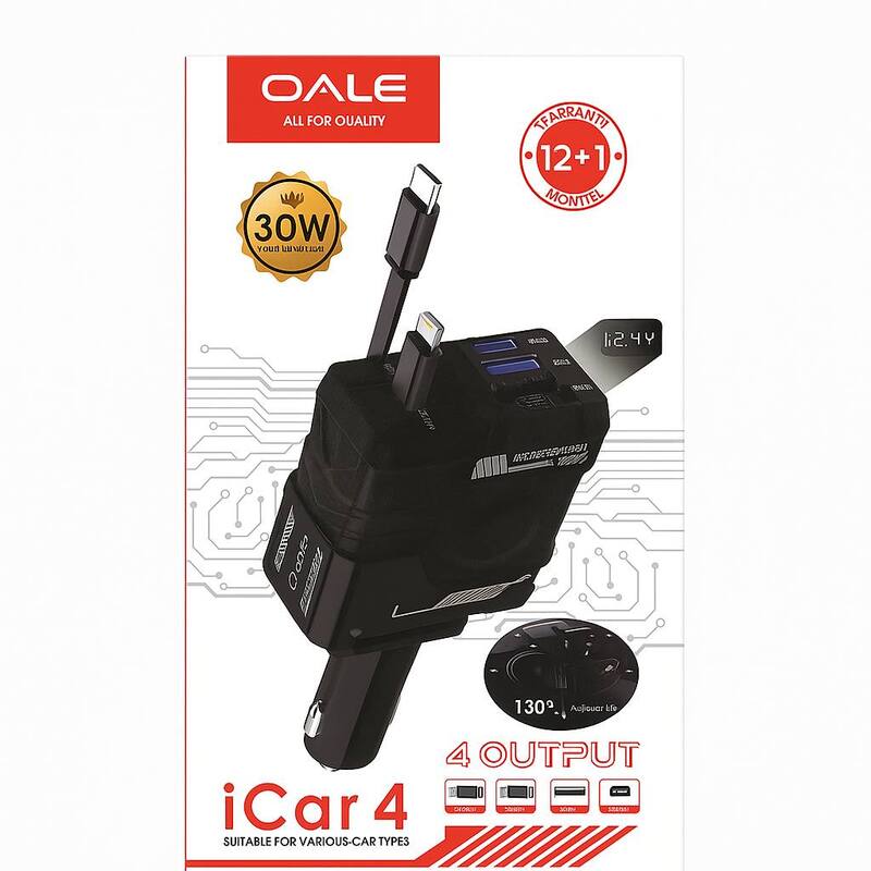 شارژر فندکی (1) شارژر فندکی سیم جمع شو OALE مدل ICAR4